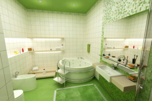 a-bathroom-done-in-a-green-color-scheme